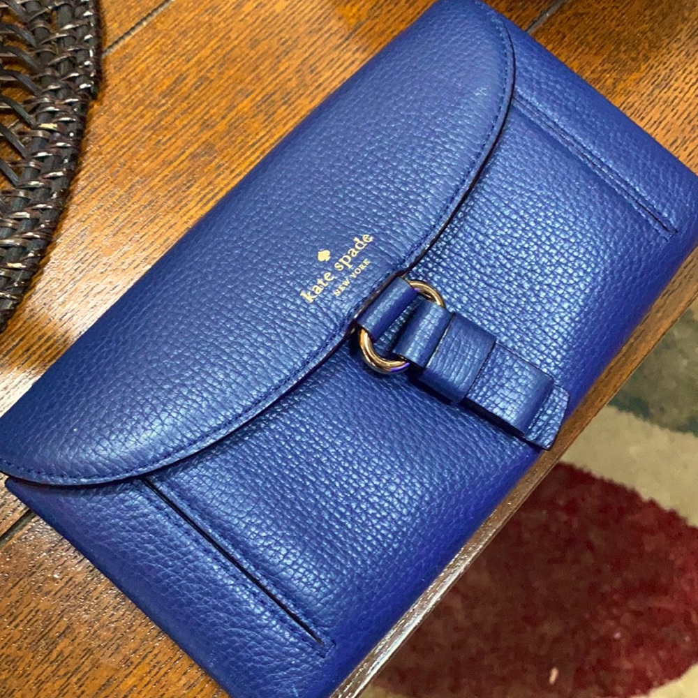 Blue pebble leather kate spade wallet
